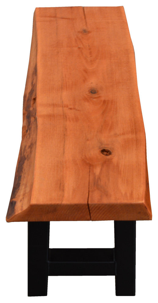 Live Edge Locust Ridgemont Bench, Cedar Stain, 3 Foot