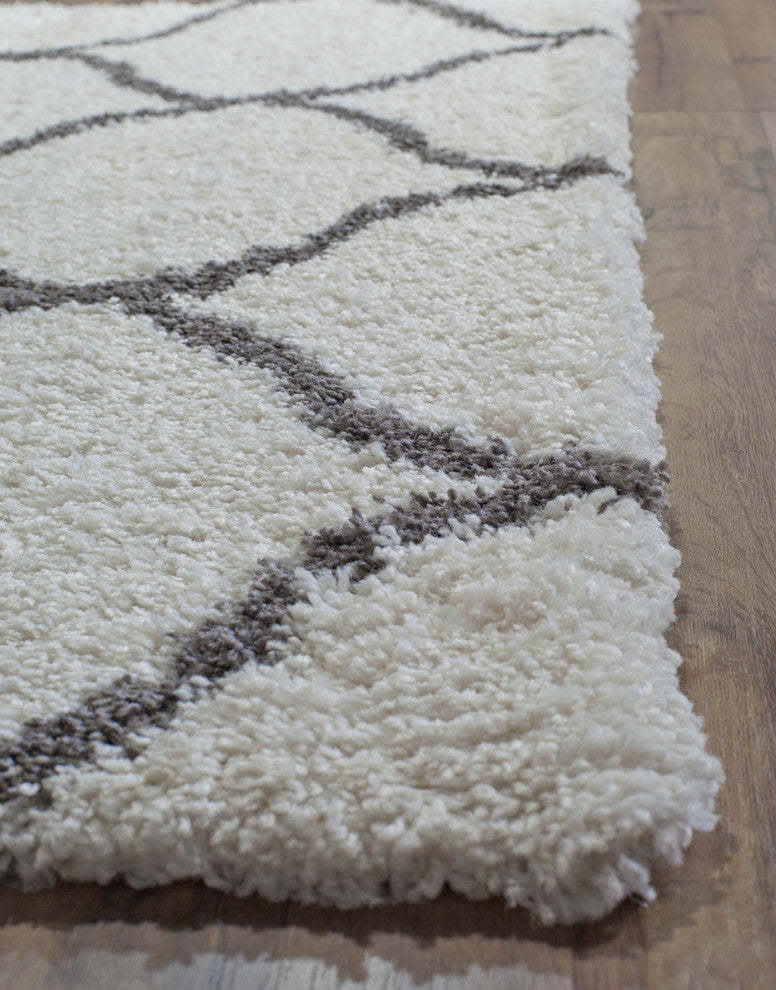 Feather Shag Ivory Charcoal Links 5'0" x 8'0" Rug