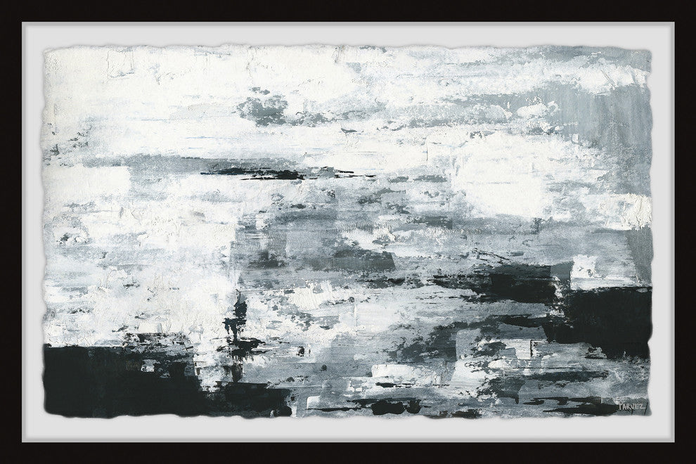 "Black and White Smudges III" Framed Painting Print, 12"x8"