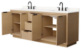Maroni 80" Light Straw Double Vanity, White Quartz Top, 3-Hole, Black Trim