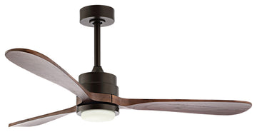 52" 3-Blade LED Ceiling Fan With Remote Control and Light Kit, Natural Bronze