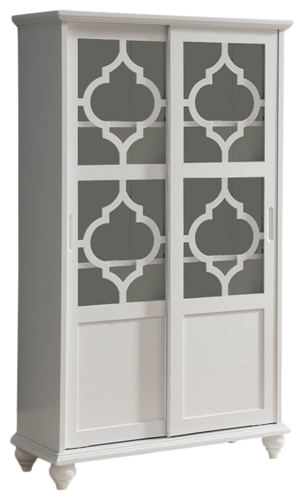 Callum Wood Curio Bookcase With Sliding Glass Doors, White