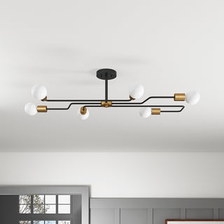 Modern 6-Light Sputnik Semi Flush Mount Ceiling Light Fixture for Dining Room