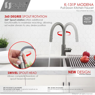 STYLISH Modern Single Handle  Pull down Sprayer  Kitchen Faucet in Gunmetal