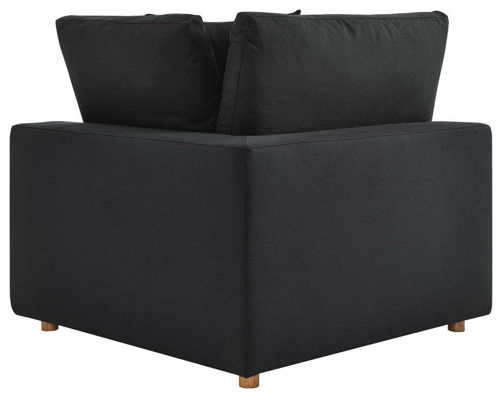 Commix Down Filled Overstuffed 3-Piece Sectional Sofa Set, Black
