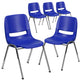 Set of 5 Multipurpose Stack Chairs, Chrome Frame With Vented Plastic Back, Navy