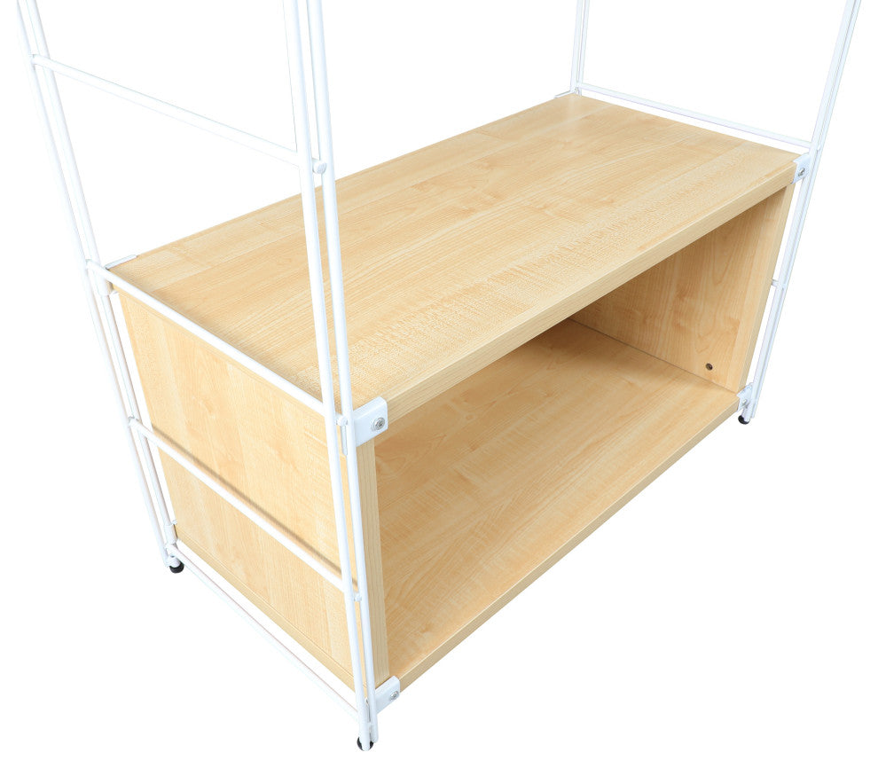 Brentwood 4-Tier Etagere Bookcase Wide Display Shelf with Steel Frame, Natural Wood