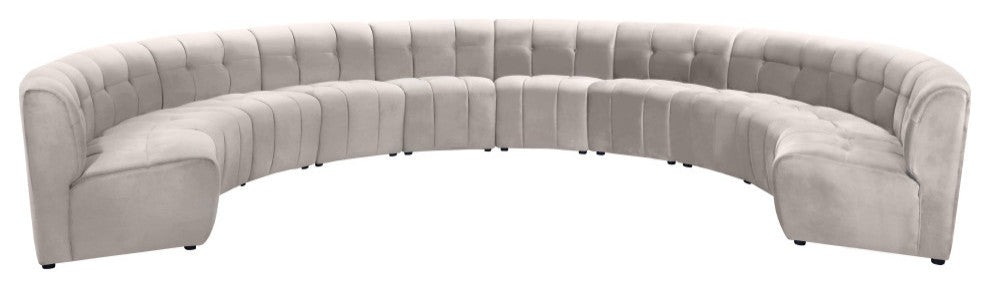 Limitless Velvet Upholstered 10-Piece Modular Sectional, Cream