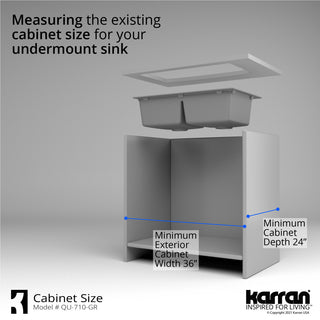 Karran Undermount Quartz 32" 50/50 Double Bowl Kitchen Sink Kit, Grey
