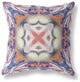 16" Pale Orange Blue Geo Tribal Suede Throw Pillow