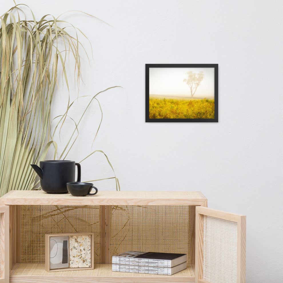 Dreams of Goldenrod and Fog Landscape Framed Photo Paper Wall Art Prints, Black, 11" X 14"