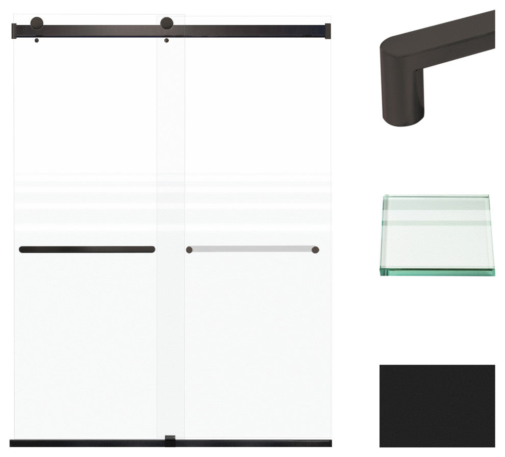 Transolid Brianna 60" W x 80" H Frameless Sliding Shower Door, Matte Black