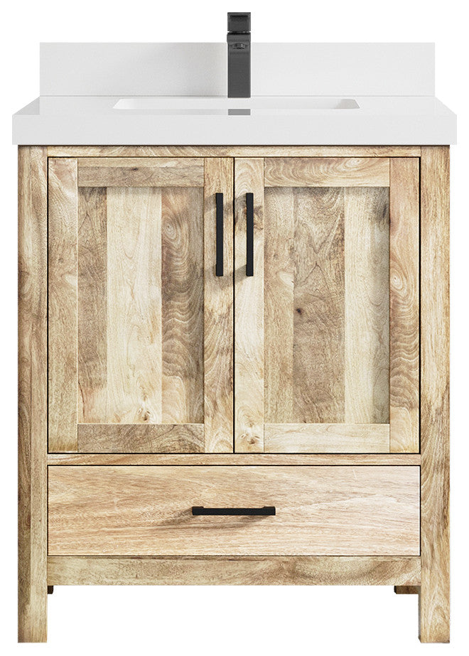 Malibu Mango 30 Single Sink Bath Vanity in White Washed 2" White Quartz