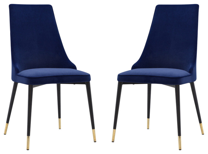 Elite Living Chelsea, Set of 2, Velvet Upholstered Dining Chair, Velvet Blue