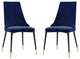 Elite Living Chelsea, Set of 2, Velvet Upholstered Dining Chair, Velvet Blue