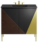 Modway Alchemist 36" Modern Wood Bathroom Vanity with Tapered Legs in Black