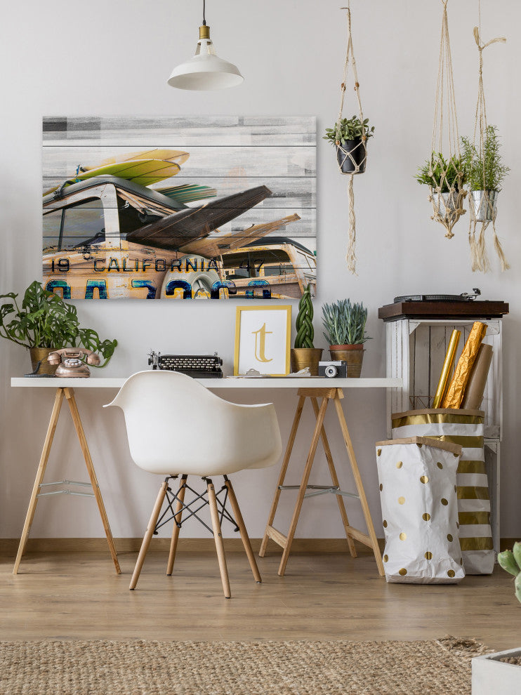 "Cali Day" Print on White Wood, 36"x24"