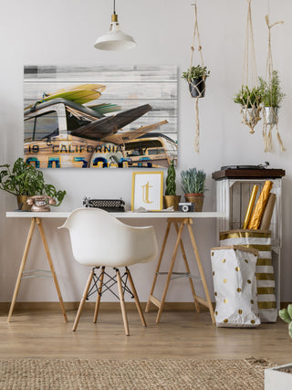 "Cali Day" Print on White Wood, 36"x24"