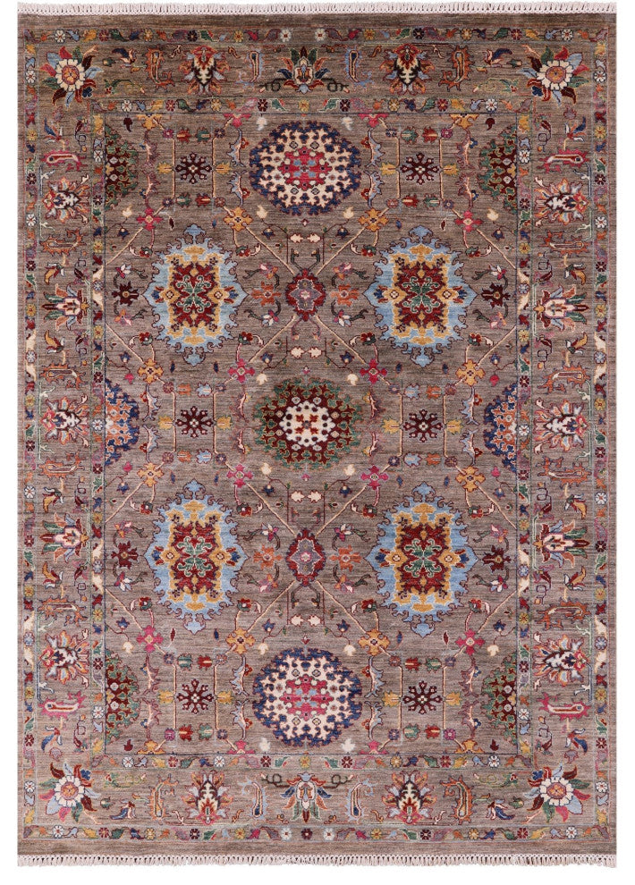 Peshawar Hand-Knotted Wool Rug 6' 1" X 8' 10" Q10090