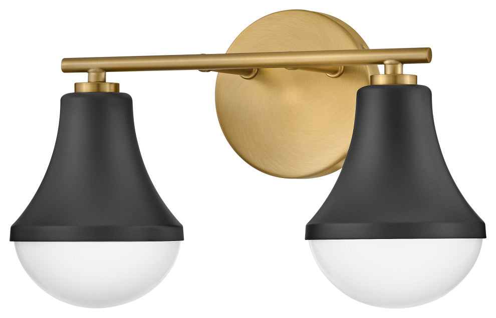 Lark Haddie 14.5" Modern Two-Light Bath Vanity, Black + Lacquered Brass