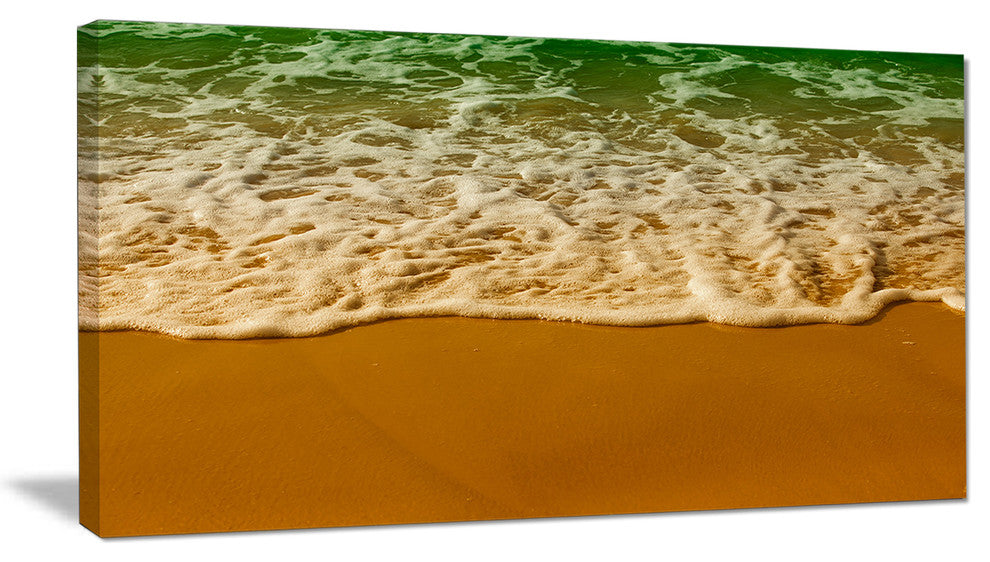 "White Waves From Green Beach Waters" Seashore Wall Art, 32"x16"