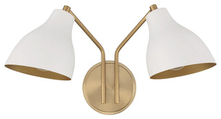 2-Light Wall Sconce, Matte Black With Natural Brass, White With Natural Brass