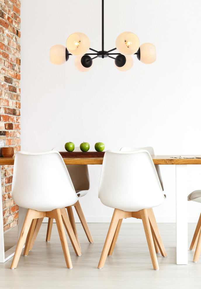 Brooke 30" Pendant, Black With White Shade