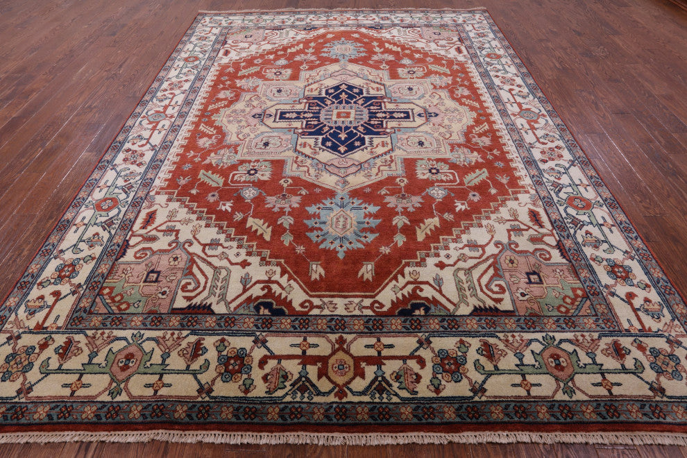 9' 0" X 12' 0" Heriz Serapi Hand-Knotted Wool Rug - Q16005