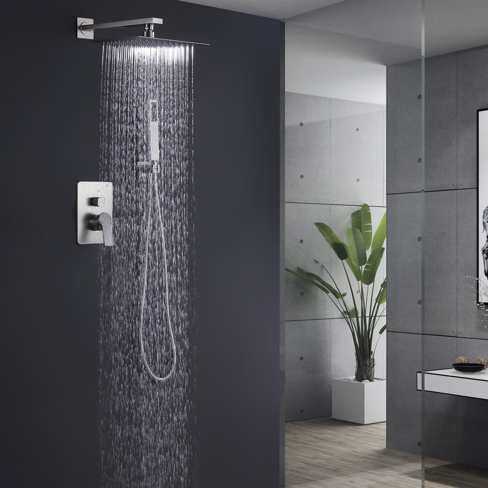 Pressure Balanced Shower System with Handheld Shower, Brushed Nickel