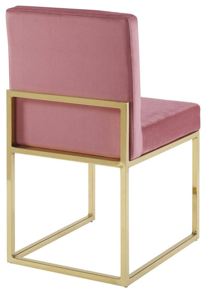 Carriage Dining Chair Performance Velvet Set of 2-Gold Dusty Rose