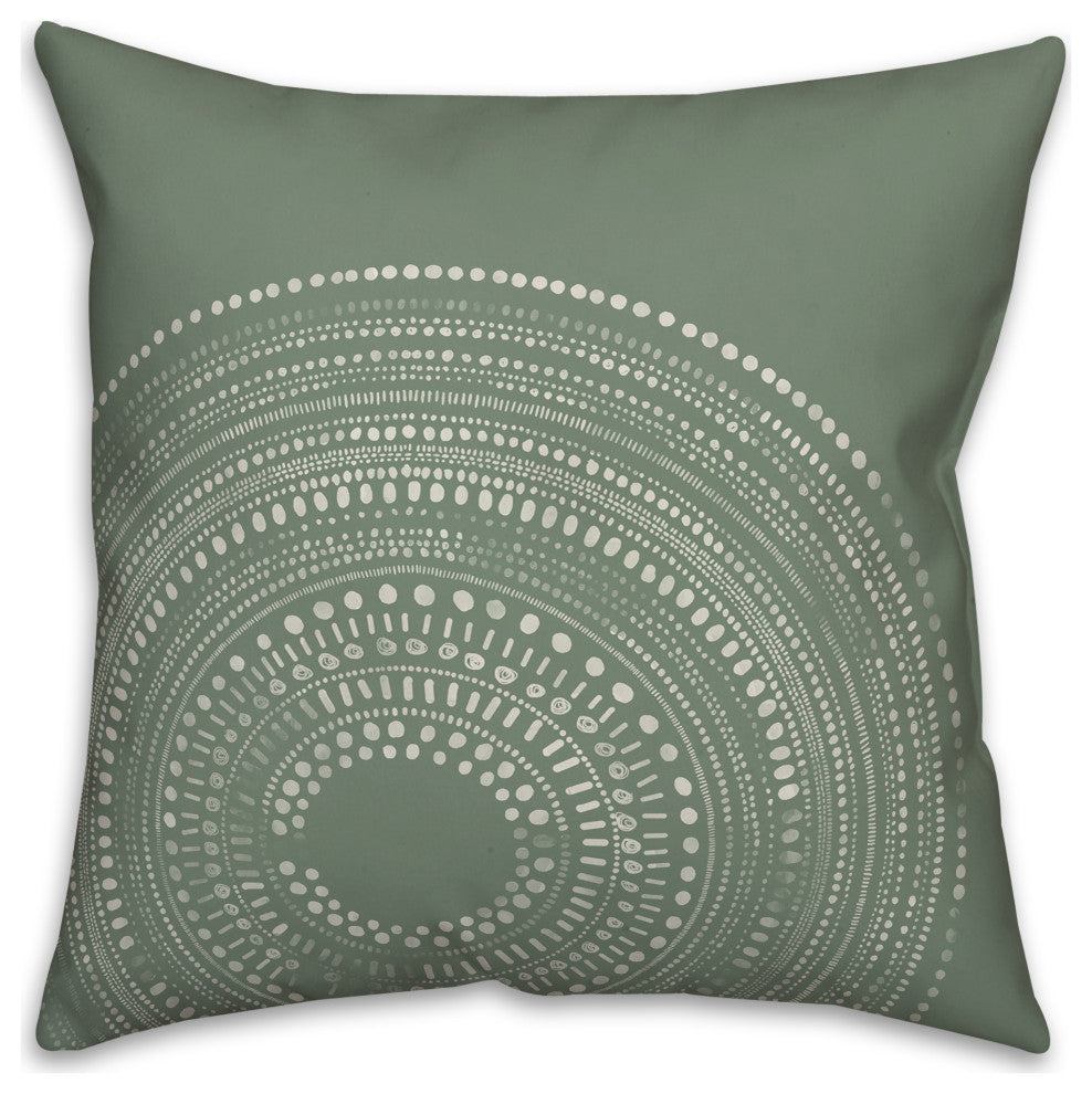 Green Circle Dot Pattern 18x18 Indoor/Outdoor Pillow