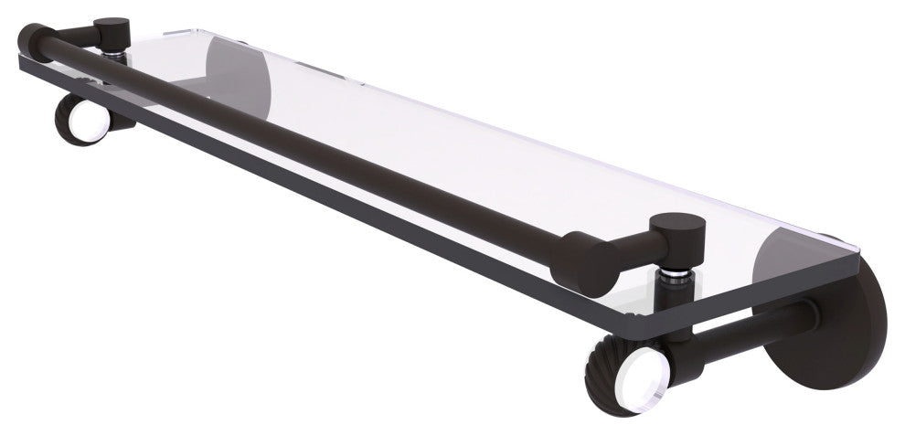 Clearview 22" Gallery Rail Glass Shelf with Twisted Accents, Oil Rubbed Bronze