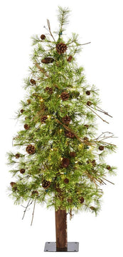9' Wyoming Alpine Christmas Tree / 300 Clear LED Lights and Pine Cones