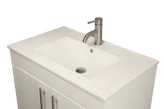 Pacific 30" Vanity With Integrated Ceramic Top and Brushed Nickel Handles, White