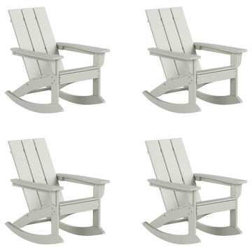 WestinTrends 4PC Modern Adirondack Outdoor Rocking Chair Set, Porch Rockers, Sand