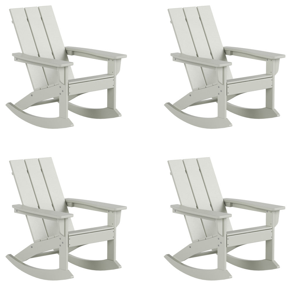 WestinTrends 4PC Modern Adirondack Outdoor Rocking Chair Set, Porch Rockers, Sand