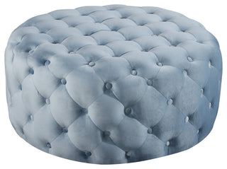 Addison Velvet Upholstered Ottoman/Bench, Sky Blue