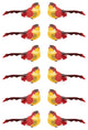 Burgundy Smoke Spotted Bird Christmas Ornaments, Red and Dark, Set of 12, 5"