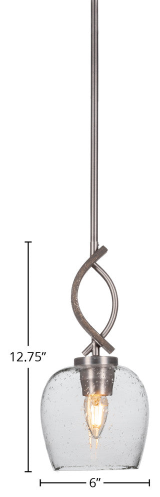 Monterey 1-Light Mini Pendant, Graphite & Painted Distressed, 6" Clear Bubble