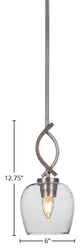 Monterey 1-Light Mini Pendant, Graphite & Painted Distressed, 6" Clear Bubble