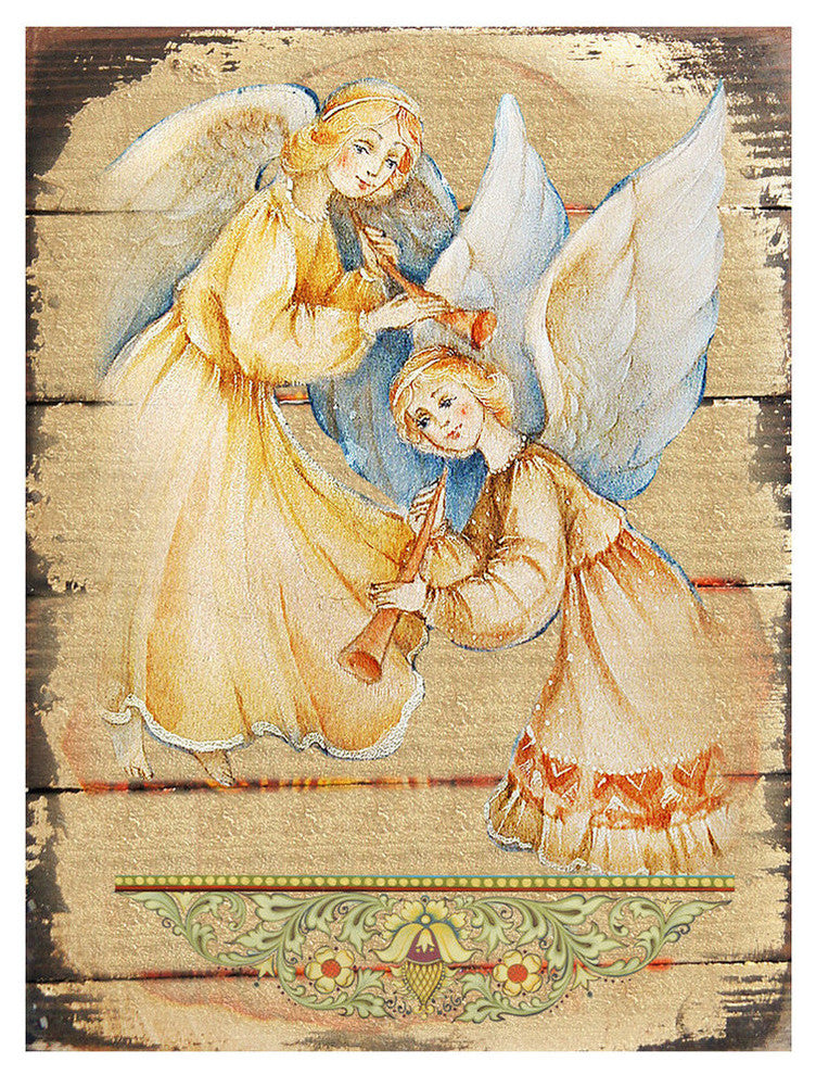 Icon Angels Watching Over You Icon Wooden, 16 Inch