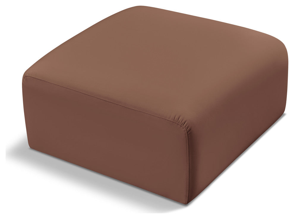 Arc Upholstered Modular Component, Cognac, 1-Piece: Ottoman, Vegan Leather