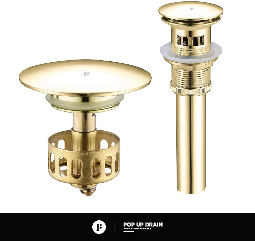 Fine Fixtures Modern Single Hole Bathroom Sink Faucet with Pop-up Drain