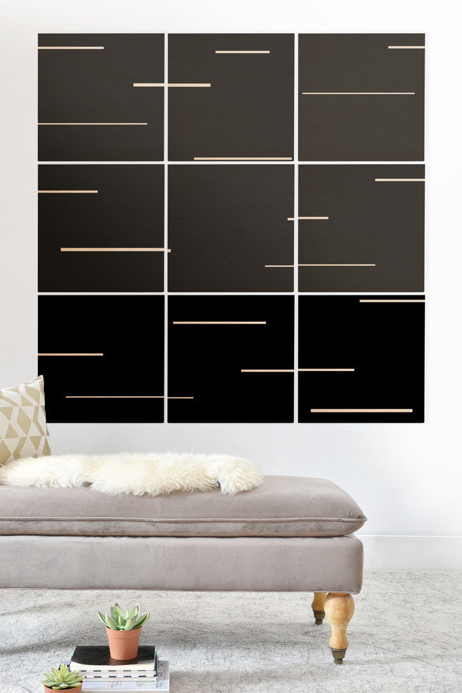 Deny Designs Kelly Haines Modern Lines V2 Wood Wall Mural, 3'x3'