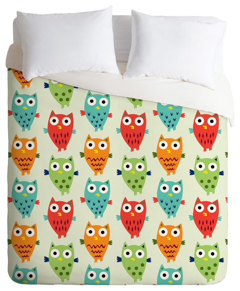 Deny Designs Andi Bird Owl Fun Duvet Cover - Lightweight