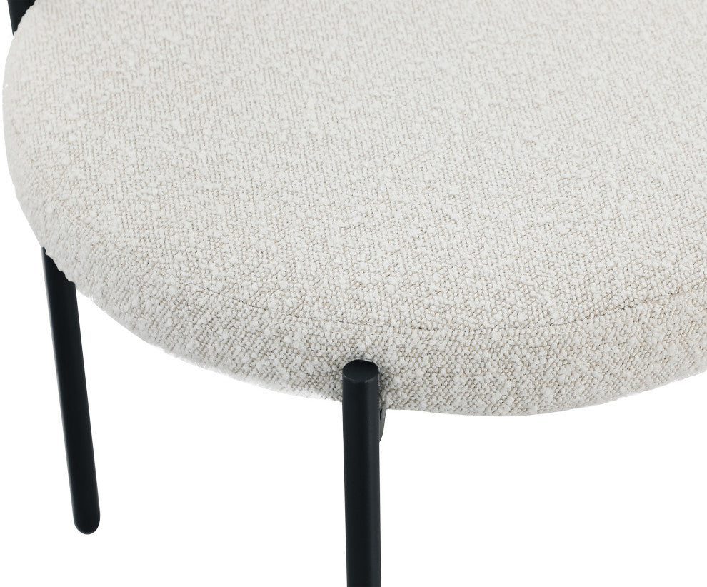 Beacon Dining Chair, Set of 2, Cream, Boucle Fabric, Matte Black Finish