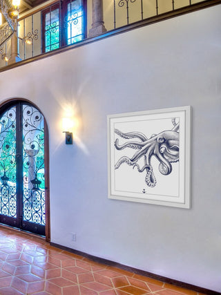 "Blue Octopus" Framed Painting Print