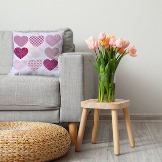 Patterned Hearts Decorative Throw Pillow, Pink, 20"x20"
