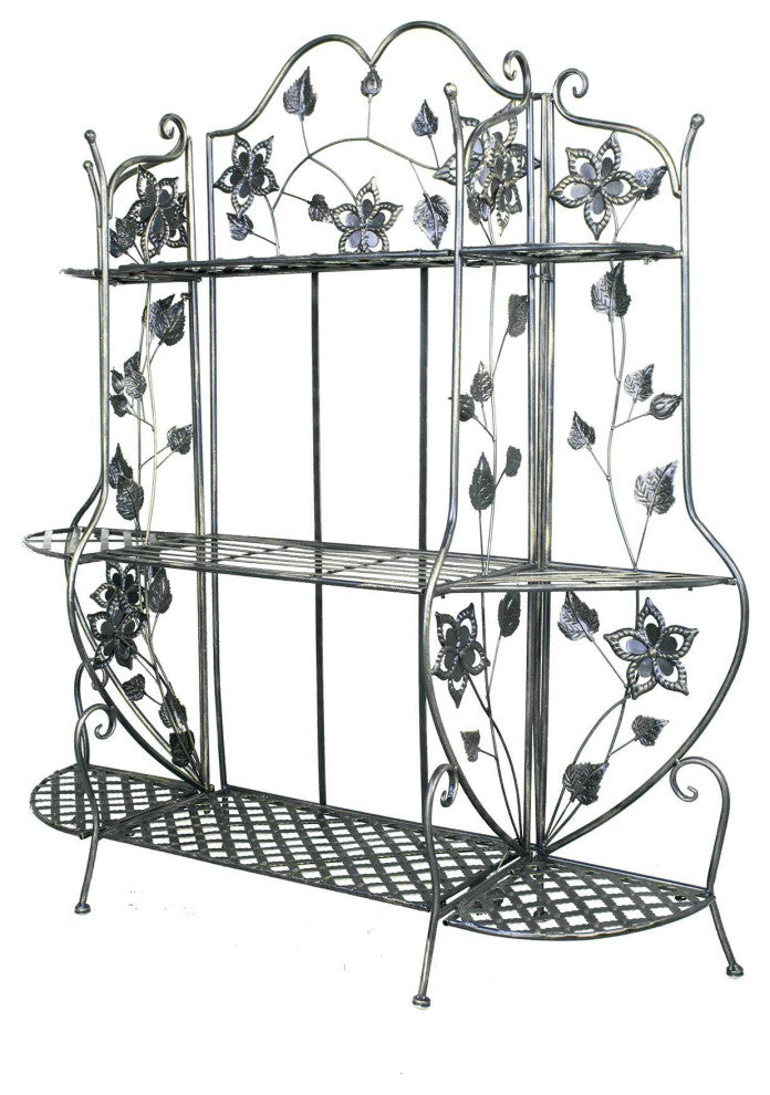 HomeRoots 25" X 5" X 50" Blackened Brass Steel Bakers Rack With Shelves