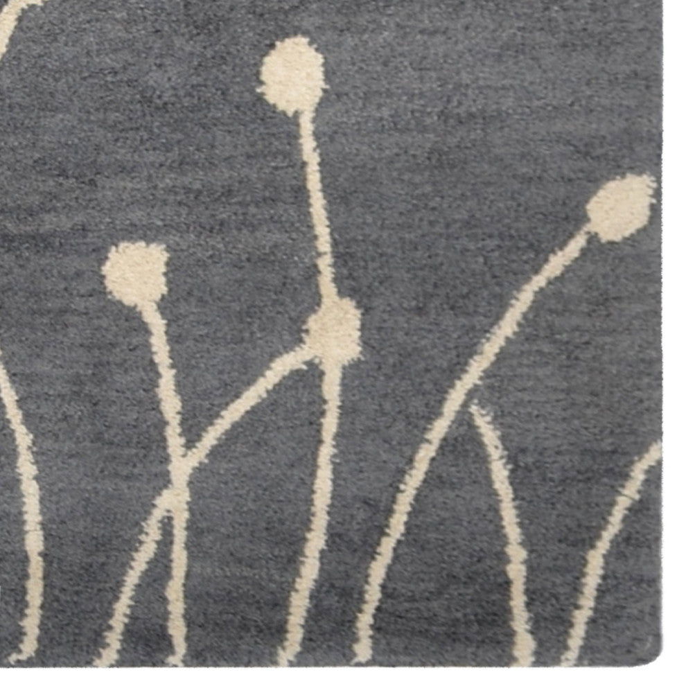 HAND TUFTED WOOL ECO-FRIENDLY AREA RUGS, Gray White Color, Floral Design